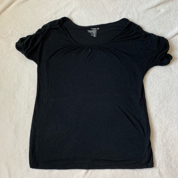 π Old Navy black half sleeve tee ruched sleeve XS - Picture 4 of 6